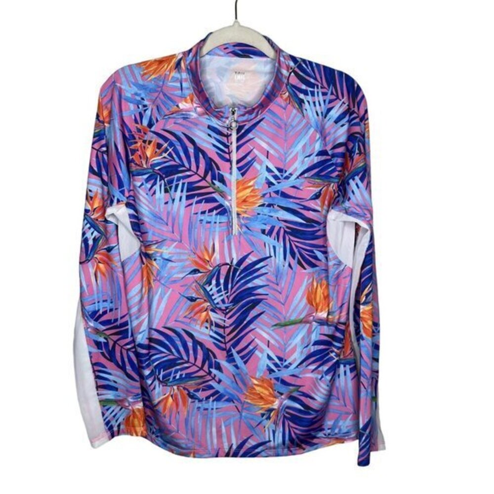Tail Women's XL Floral Quarter-Zip Long Sleeve Top